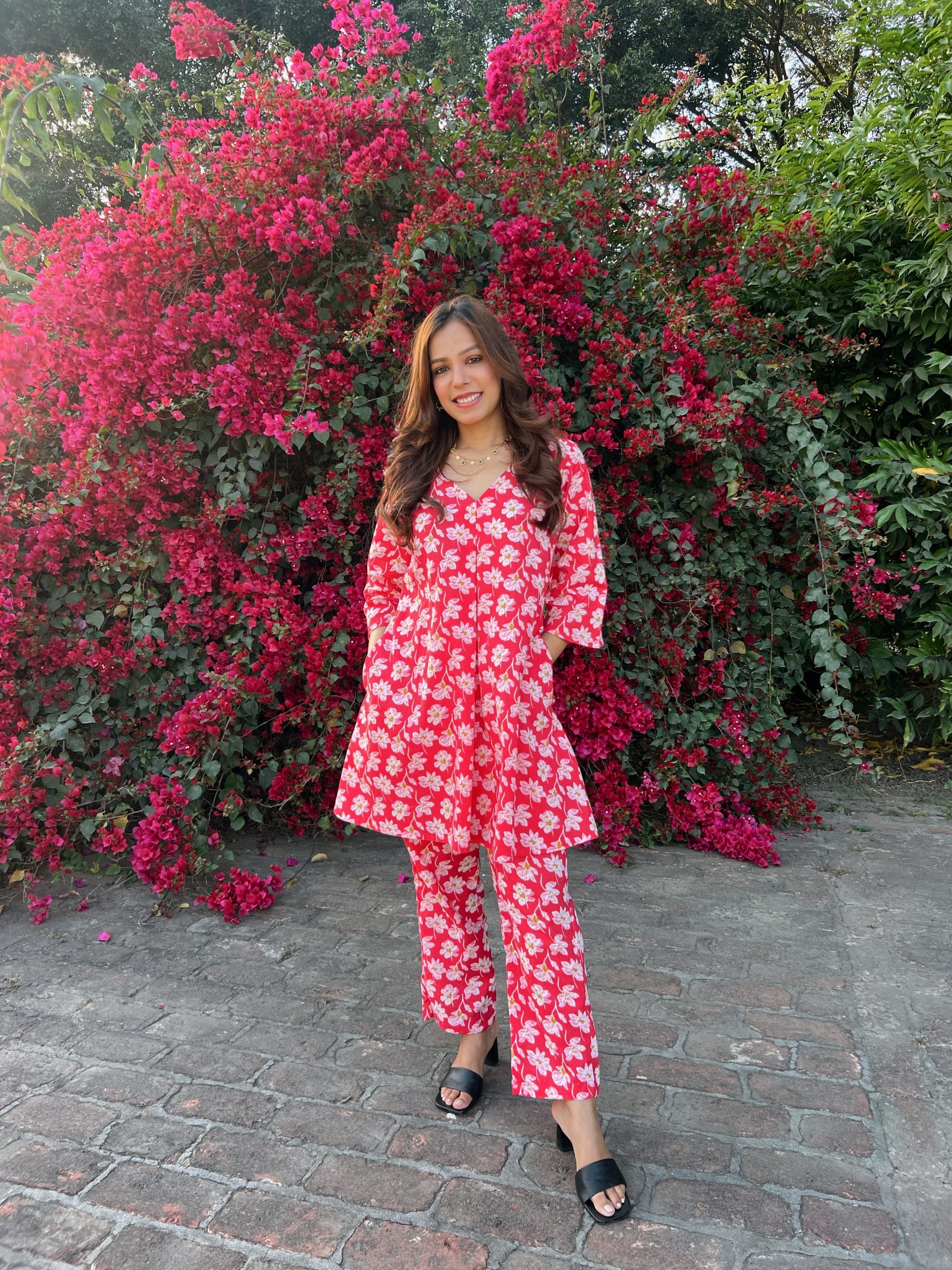 Tezza-4248 Red Floral Loungewear