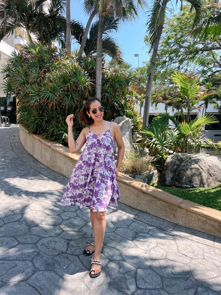 Purple Short Noodle Strap Tunic