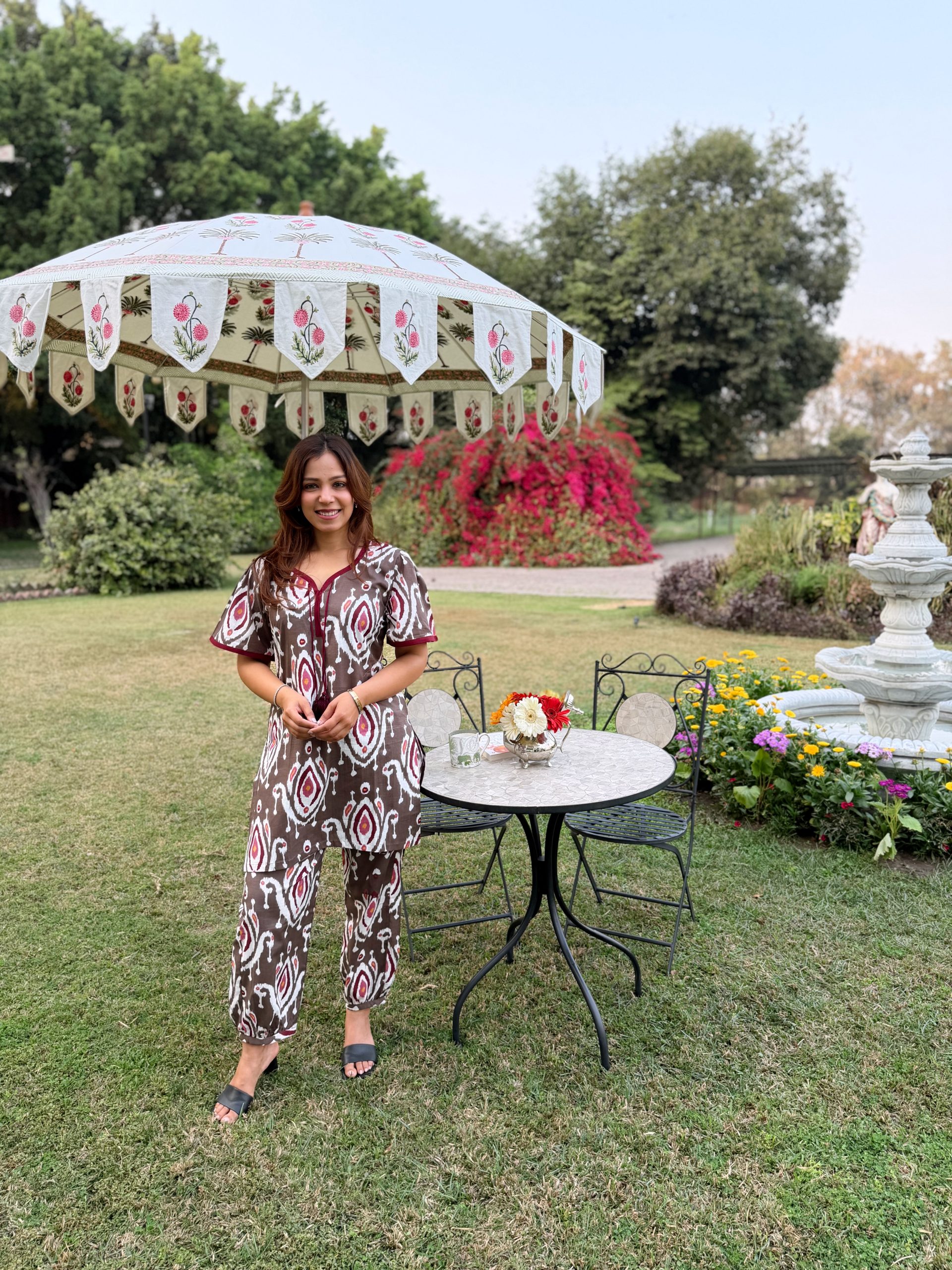 Tezza-0642 brown loungewear set