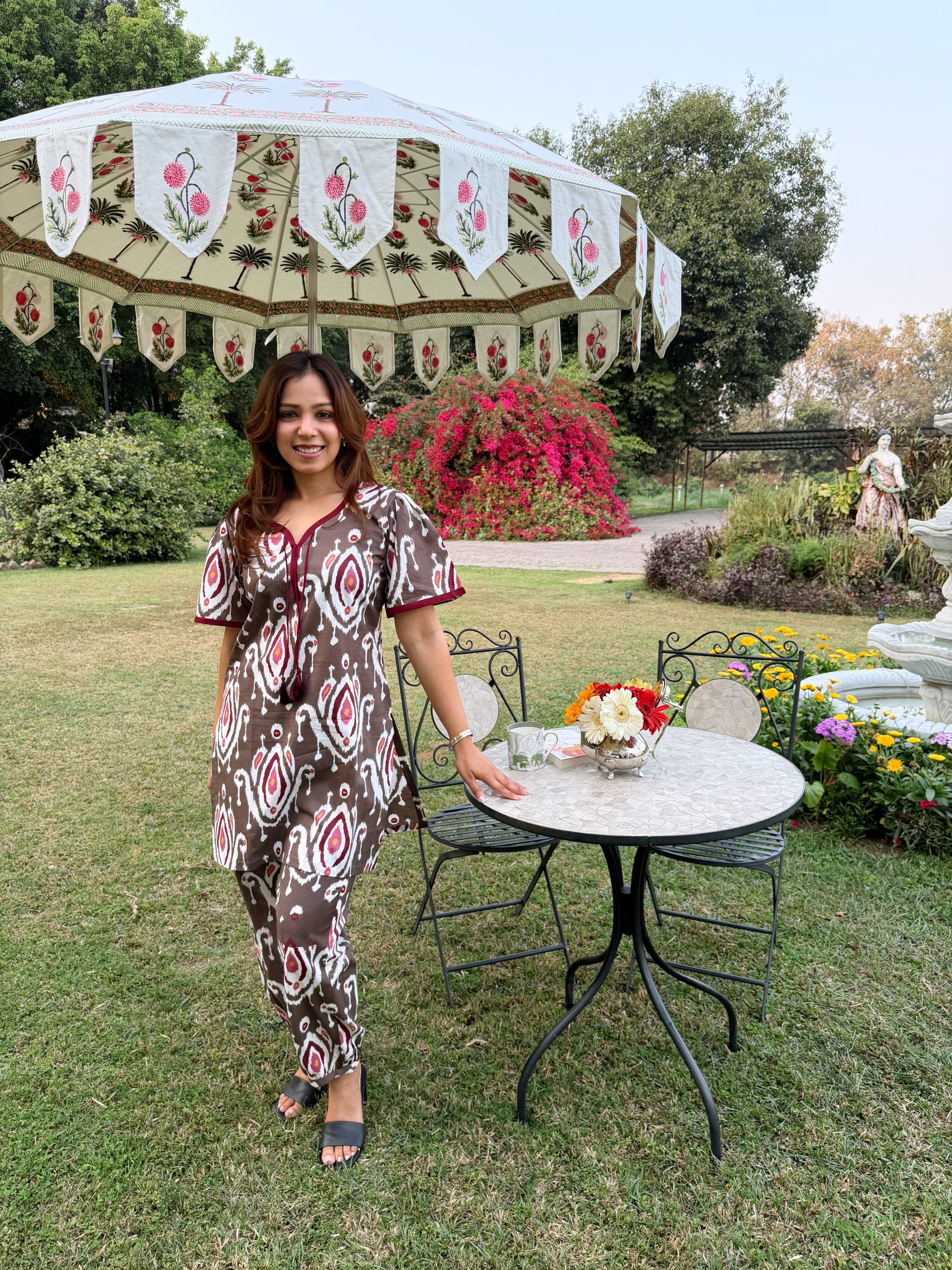 Tezza-8939 brown loungewear set