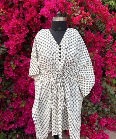 black & white short kaftan